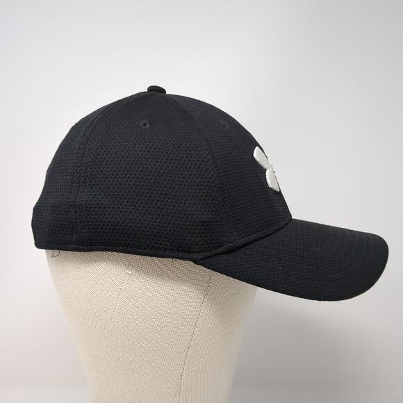 Under Armour Fitted Baseball Cap Black Large Embroidered Vented Holes 6 Panel - Picture 5 of 9